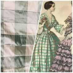 two pictures of women in dresses, one is wearing a dress and the other has a quilt