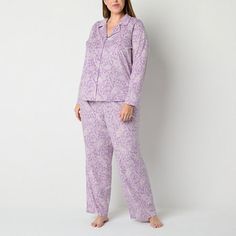 Slip into this Adonna women's plus 2-piece pajama pant set for a peaceful night's sleep. Made from a super-soft fleece in a beautiful floral print, it includes a button-down shirt with a notch collar, chest pocket, long sleeves, and matching elastic-waist pants.# Pieces In Set: 21st Piece Description: Top1st Piece Collar: Notch Collar1st Piece Pockets: 1 Chest Slip Pocket(s)1st Piece Apparel Length: 28.25 Inches1st Piece Fabric: Fleece1st Piece Fiber Content: 100% Polyester1st Piece Care: Machin Pajama Pant, Notch Collar, Elastic Waist Pants, Pajama Sets, Notched Collar, Pant Set, Waist Pants, Chest Pocket, Pajama Set