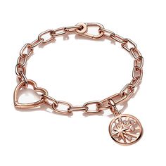 Feel the glow of good vibes in 14k rose gold plating with the Pandora ME Heart and Rays of Life Bracelet Set?, including a bracelet, heart connector and a medallion that represents guidance and living your best life. The link chain bracelet features two openable connectors - designed with grooved surfaces to set them apart - a group of four links between each styling connector and a carabiner clasp closure. One of the connectors is shaped like a heart and the other is a rounded rectangular shape Pandora Me, Bracelet Heart, Living Your Best Life, Link Chain Bracelet, The Glow, Best Life, Link Chain, Gold Plating, Bracelet Set