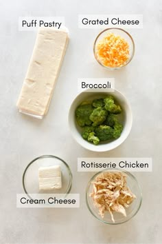 the ingredients to make broccoli cheese soup are shown