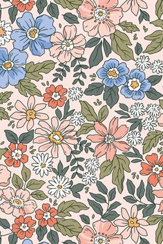 a flower pattern with many different colors and sizes