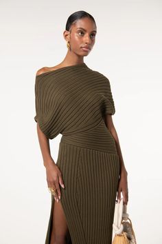 Ribbed Knit Dress, Cult Gaia, Knit Pattern, Fashion Mode, Popular Style, Knit Patterns, Runway Fashion, Side Zipper, Knit Dress