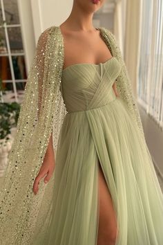 Teuta Matoshi, Sequin Cape, Split Prom Dresses, Sparkly Prom Dress, Lace Cape, Cape Gown, Custom Prom Dress, Elegant Prom Dresses, Prom Dresses Modest