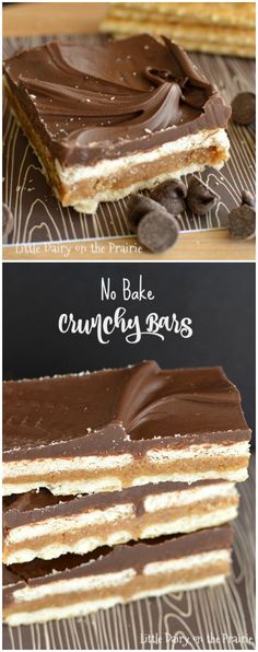 no bake crunchy bars with chocolate on top