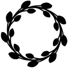 a black and white circle with leaves on it