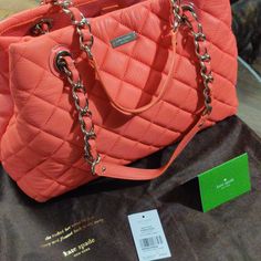 Questions? Leave A Comment Below! Kate Spade Pink Bag With Top Carry Handle, Kate Spade Pink Tote Shoulder Bag, Kate Spade Pink Double Handle Shoulder Bag, Kate Spade Pink Shoulder Bag For Travel, Pink Kate Spade Shoulder Bag For Travel, Designer Kate Spade Pink Bag, Luxury Pink Kate Spade Shoulder Bag, Quilted Handbag, Bags Kate Spade