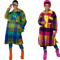 Plaid Lapel Single-breasted Woolen Long Coat Multicolor Lapel Collar Outerwear For Fall, Multicolor Collared Outerwear With Buttons, Multicolor Collared Outerwear With Pockets, Ladies Tracksuits, Plaid Outerwear, Long Outerwear, Luxury Dresses, Casual Cardigans, Woolen Coat