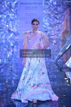 Sky Blue colour embroidered wedding lehenga by Suneet Verma from India Couture Week 2018. Contact us through WhatsApp +61470219564 or email to info@panachehautecouture.com to order or customisations. Contemporary Lehenga, Indian Closet, Engagement Dress For Bride, Lehenga Bridal, Floral Lehenga, Happy Dresses, Engagement Dress, Indian Saree Blouses Designs