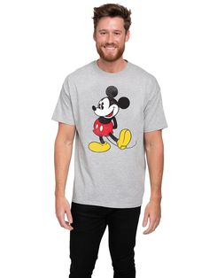 Men's Big & Tall Disney Classic Mickey Mouse T-Shirt Short Sleeve Heather Gray Mickey Mouse Classic, Disney Gear, Mickey Mouse Shorts, Classic Mickey Mouse, Mickey Shirt, Mickey Mouse T Shirt, Disney Men, Retro Tee, Classic Disney