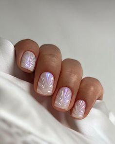 Structure Gel Manicure, Fake Nails White, Milky Nails, Chrome Nails Designs, Short Square Nails, Mermaid Nails, White Nail