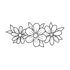 three flowers are shown in black and white, with one flower on the left side