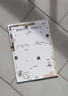 a paper with the words monteri budget written on it