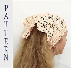 a woman with long blonde hair wearing a crochet hat