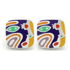 Enamel Artistic Picasso Art Earrings Inspired by famous world artist Sterling silver 925  Hand made in Italy  Size   21 X 21 MM  Slightly imperfections may exist due to manufacturing process. Approx weight 7.0 grams each Omega type closure  Included  GIFT BOX Artistic Multicolor Jewelry For Formal Occasions, Artistic Multicolor Jewelry For Formal Events, Artistic Multicolor Formal Jewelry, Artistic Enamel Earrings, Artistic Enamel Earrings With Artistic Design, Artistic Design Enamel Earrings, Hand Painted Multicolor Sterling Silver Earrings, Picasso Inspired Art, Picasso Inspired