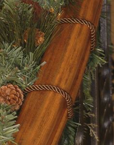 a close up of a tree branch with pine cones on it