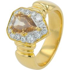 18K Yellow Gold Radiant Halo Diamond Engagement Ring - 1.595 Carat Total Diamond Weight Luxury Yellow Gold Topaz Ring With Halo Setting, Luxury Faceted Yellow Gold Rings, Gold Presents, Radiant Halo, Evening Gala, Diamond Birthstone, Jewelry Wedding Rings, Luxury Rings, Charm Making