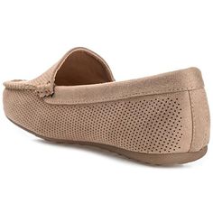 Journee Collection Women's Comfort Halsey Loafer Pull on comfy style with comfort sole loafer shoes by Journee Collection. These shoes feature faux suede uppers with decorative laser-cut pinhole texture. Comfort-sole footbeds provide extra comfort and raised textured outsoles complete the design.        Slip-on     Round toe     Approx. 0.5" platform     Shoe width: Medium     Comfort footbed, rubber outsole     Faux suede upper, faux leather lining   Good to Know      All measurements are appro Platform Shoe, Fashion Shoes Flats, Good To Know, Comfy Fashion, Journee Collection, Platform Shoes, Loafer Shoes, Faux Suede, Ballet Flats