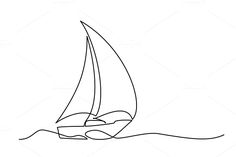 a single line drawing of a sailboat