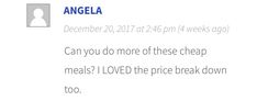 an email message is shown with the words angela and i love the price break down too