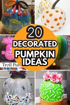 Ideas to Decorate Pumpkins That Are Creative and Fun Quick Pumpkin Decorating Ideas, Best Pumpkin Designs, Non Carved Pumpkin Decorating Ideas, Ideas For Pumpkin Decorating, Class Pumpkin Ideas, Pumpkin Painting Ideas Preschool, Different Pumpkin Carving Ideas, Cousin It Pumpkin, Pumpkin Coloring Contest Ideas