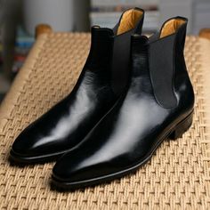 Black Calf Leather Chelsea Boot sold by Unique Handmade Leather Shoes . Shop more products from Unique Handmade Leather Shoes on Storenvy, the home of independent small businesses all over the world. Leather Chelsea Boots With Almond Toe For Office, Office Chelsea Boots With Almond Toe And Leather Sole, Office Leather Chelsea Boots With Almond Toe, Pointed Toe Leather Chelsea Boots For Office, Leather Chelsea Boots With Pointed Toe For Office, Business Chelsea Boots With Leather Lining And Pointed Toe, Leather Shoes With Round Toe For Business Casual, Leather Shoes With Leather Footbed For Business Casual, Leather Dress Shoes For Fall Galas