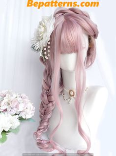 Chic & Easy Hairstyles for Short Hair of All Types Cute Long Hair Styles Aesthetic, Long Hair In Bun, Cute Hairstyles For Long Hair With Bangs, Magical Girl Hair, Cool Wigs, Fancy Hairstyles For Long Hair, Pink Hair Styles, Kawaii Wig