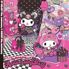 an image of hello kitty birthday party poster