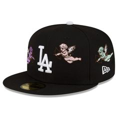 Men's Los Angeles Dodgers New Era Born x Raised Black Cherub 59FIFTY Fitted Hat Black Cherub, Mode Converse, Born X Raised, Custom Fitted Hats, Swag Hats, Streetwear Hats, Dope Hats, Hat Aesthetic, Shoes Formal