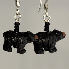 Handmade, hypoallergenic earrings with tiny ceramic black bears Black Bears, Bear Earrings, Animal Earrings, Earrings Unique, Black Bear, Unique Earrings, Handmade Ceramics, Bears, Jewelry Collection