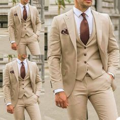 Khaki Groom, Beige Suits For Men, Tan Suit Wedding, Tan Suit, Dinner Suit, Beige Wedding, Beige Suits, Slim Fit Tuxedo