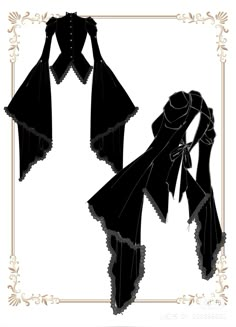 the silhouettes of two women in black dresses