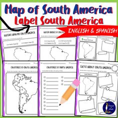 the map of south america label south america english and spanish worksheet for kids