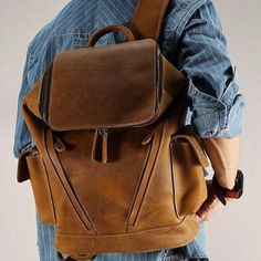 Vintage Leather Backpack, Handmade Leather Backpack, Backpack Vintage, Leather Backpack For Men, Men Coffee, Leather Laptop Backpack, Vintage Styling, Leather Backpacks, Futuristic Style