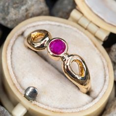 This pretty bezel set ruby ring is crafted of 14k yellow gold and is currently a size 8.75. The ruby shows light abrasions. Vintage Ruby Rings, Ruby Engagement Rings, Ruby Solitaire Ring, Ruby Ring Vintage, Ruby Rings, Bezel Set Ring, Ruby Engagement Ring, Red Gemstones, Set Ring