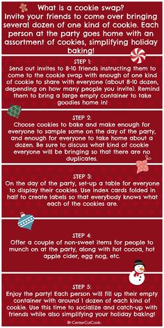 an info sheet with instructions on how to cook christmas cookies and other treats for the holiday season