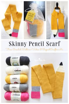 Quick Pencil Scarf Free Crochet Patterns - DIY Magazine Crochet Pencil Scarf Pattern Free, Pencil Scarf Crochet Pattern, Quick Scarf Pattern, Teacher Gift Crochet, Crochet Pencil Scarf, Crochet Ideas For Kids Gifts, Crochet Gifts For Teachers Free Pattern, Crochet Gift Ideas For Teachers