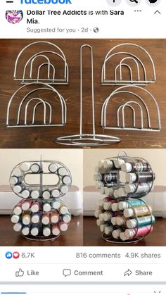 three pictures of different types of wine racks on a wooden table with text that reads, diy paint holder