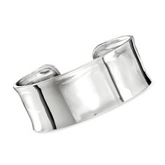 Ross-Simons - Italian Sterling Silver Polished Cuff Bracelet. 8". Embrace the beauty of simplicity. Made in Italy of polished sterling silver, our shining cuff bracelet makes an alluring statement that is impossible to be overlooked. 1" wide. Slip-on, sterling silver cuff bracelet. Silver Wrist Cuff, Silver Cuff Bracelet For Women, Classic Sterling Silver Open Cuff Bangle, Formal Sterling Silver Open Cuff Bracelet, Classic Sterling Silver Open Cuff Jewelry, Classic Sterling Silver Cuff Bracelet For Formal Occasions, Classic Silver Open Cuff Bracelet, Classic Silver Wide Band Cuff Bracelet, Classic Wide Band Bracelet With Polished Finish