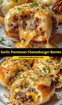 These garlic parmesan cheeseburger bombs are the best bombs for a cheesy, savory snack. Packed with garlic butter and melty cheese, they’re the ultimate cheeseburger bombs for any occasion Ultimate Cheeseburger, Biscuit Dough, Delicious Appetizer Recipes, Appetizers Easy Finger Food, Melty Cheese, Recipes Appetizers And Snacks, Football Food, Beef Recipes Easy, Easy Appetizer Recipes