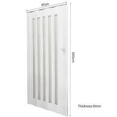 an image of a white door with vertical slats on the side and bottom panel