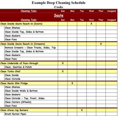 the sample cleaning schedule is shown in red