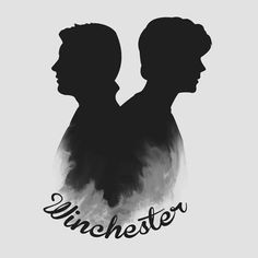 the silhouettes of two people are shown in black and white, with the words winchester on