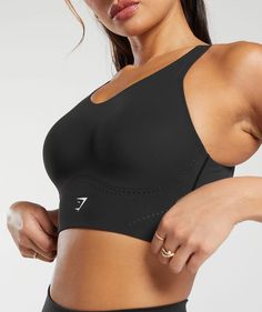 Gymshark Longline Crossback Sports Bra - Black | Gymshark Breathable Racerback Bra With Medium Support, Breathable Medium Support Racerback Bra, Racerback Training Bra With Medium Bust Support, Training Bra With Medium Bust Support, Racerback, Breathable Racerback Bra For Gym, Breathable Sports Bra Sleeveless, Sporty Contoured Sports Bra With Built-in Bra, Supportive Functional Sports Bra For Running, Breathable Medium Support Workout Bra