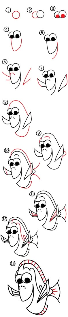 how to draw cartoon fish step by step