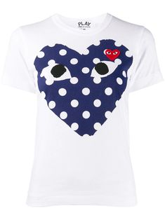 Shop white Comme Des Garçons Play logo print T-shirt with Express Delivery - Farfetch Play Logo, Play Heart, Comme Des Garcons Play, Heart Logo, Cotton Logo, Logo Tees, Comme Des Garcons, Heart Print, White Shop