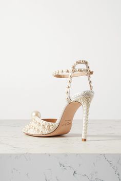 White Sacora 100 faux pearl-embellished satin sandals | Jimmy Choo | NET-A-PORTER Elegant Pearl-embellished Open Toe Sandals, Elegant Pearl Embellished Round Toe Sandals, Chic Pearl Embellished Ankle Strap Wedding Shoes, Elegant Party Heels With Pearl Embroidery, Open Toe Heels With Pearl Embroidery For Party, Elegant Open Toe Heels With Pearl Embroidery, Pearl Embroidered Heels For Formal Occasions, Spring Pearl Embellished Open Heel Shoes, Pearl Embellished Open Toe Evening Sandals