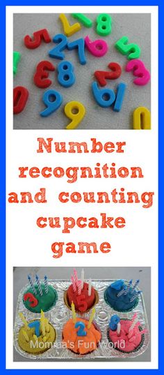 the number recognition and counting cupcake game is shown with numbers on top of it