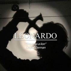 the silhouette of a man holding a wrench in front of his face and text that reads leonardo