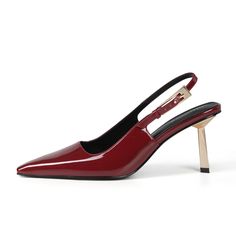 PRICES MAY VARY. iiimmu Sling back heels: Slingbacks will elevate any look thanks to the shiny sculptural heels. They've been made from glossy patent leather or silk and have an exaggerated gold-tone buckle. The black/red/burgundy/brown/green/ivory/crocodile shade is endlessly versatile. Pretty Details on Dress Pumps: Slingback straps make it easy to put the women's heels on. The closed toe and large metallic buckles give the pumps a stylish and elegant look. Great match with dresses, wedding dr Sculptural Heels, Gold Stiletto Heels, Sling Back Heels, Brown Shade, Womens Stilettos, Slingback Heels, Square Toe Heels, Heels For Women, Red Heels