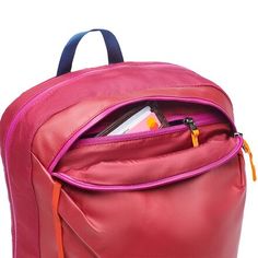 The Vaya 18L Backpack is the perfect size for carrying the day's essentials to the office, through the airport, or in the park. This pack offers more than Cotopaxi's fun colors and an ergonomic design-- it's also made from recycled materials and is B Corp Certified for high standards of ethical production. Pink Standard Backpack For Hiking, Pink Functional Outdoor Backpack, Functional Pink Outdoor Backpack, Pink Nylon Hiking Backpack, Pink Nylon Backpack For Hiking, Functional Pink Hiking Bags, Pink Outdoor Backpack With Water Bottle Pocket, Red Standard Backpack For Hiking, Red Hiking Backpack